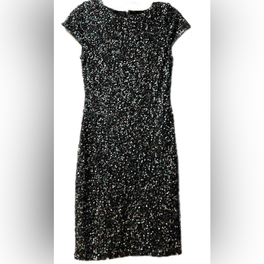 Alice+Olivia ❤️ scoop.black gold and green sequins black mini dress size 2